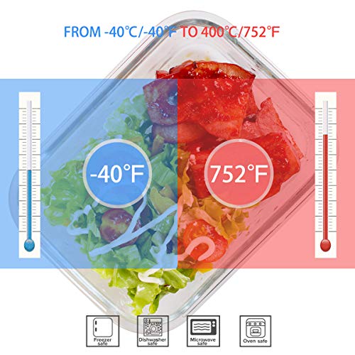Glass Food Storage Containers with Lids, 18 Piece, BPA Free & Leak Proof W87310