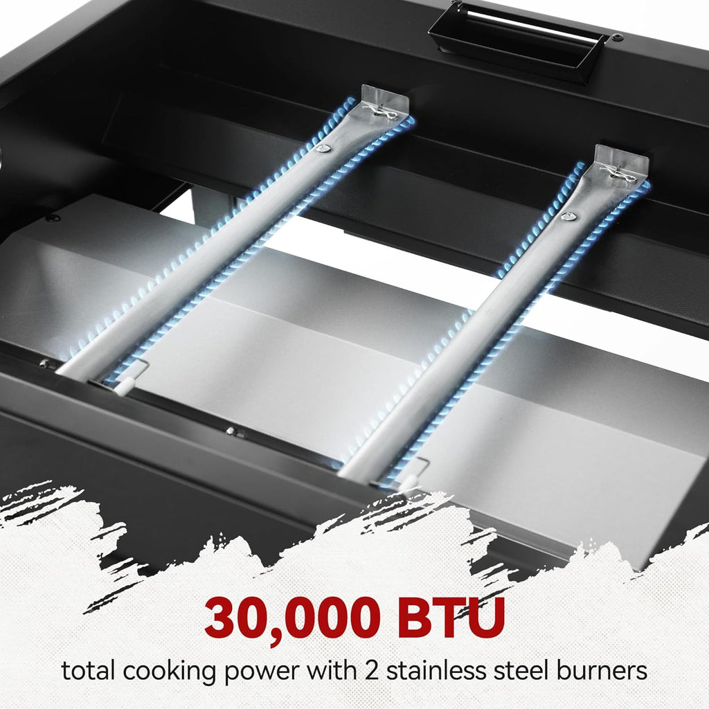 2-Burner Propane Gas Griddle, 23-Inch Flat Top BBQ Grill, Outdoor Cooking Station W24592