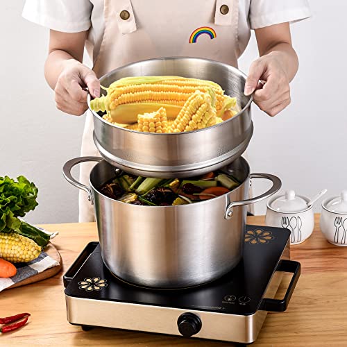 Tri-Ply Stainless Steel 3 QT Saucepan with Steamer Set, 20 cm Induction Pot L697