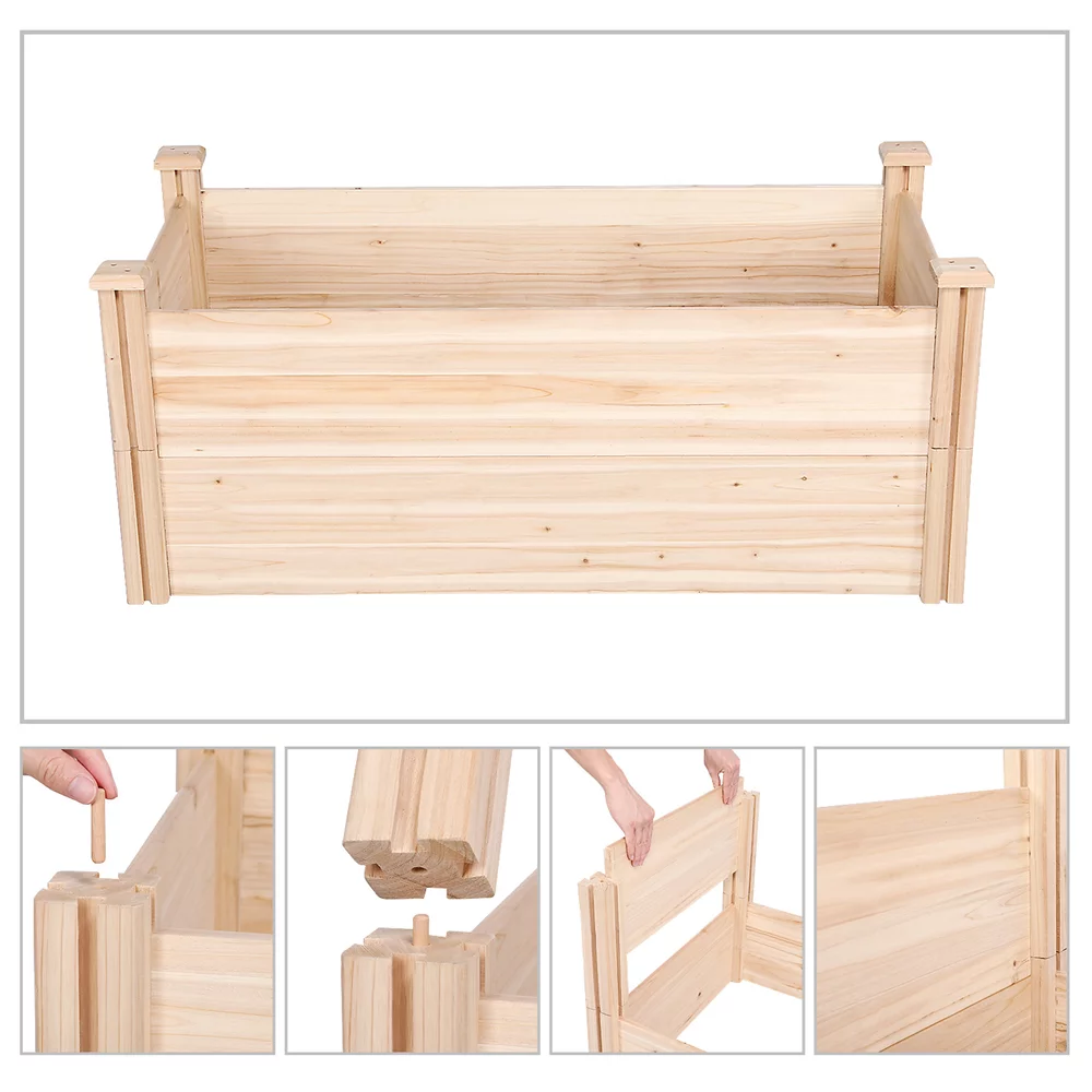 Wooden Raised Garden Bed, 96.7 x 24.6 x 10.6 inch, Natural Wood H28342