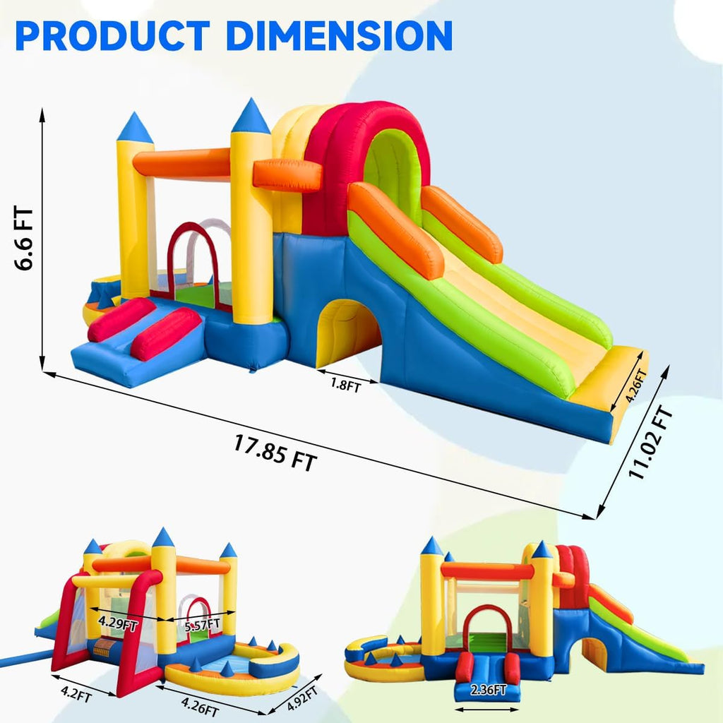Inflatable Bounce House with Two Slides for Kids, Indoor Outdoor Z74019