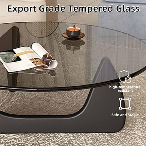 Glass Coffee Table, Triangle Design with Solid Wood Base X152446