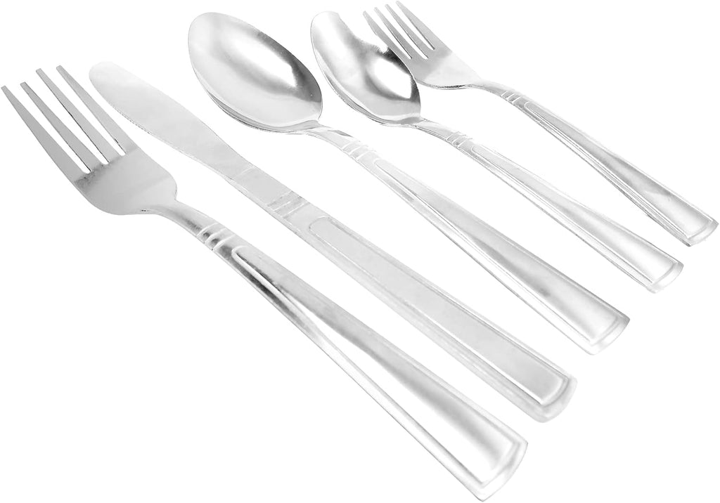 24 Piece Flatware Set, Silver Q608550