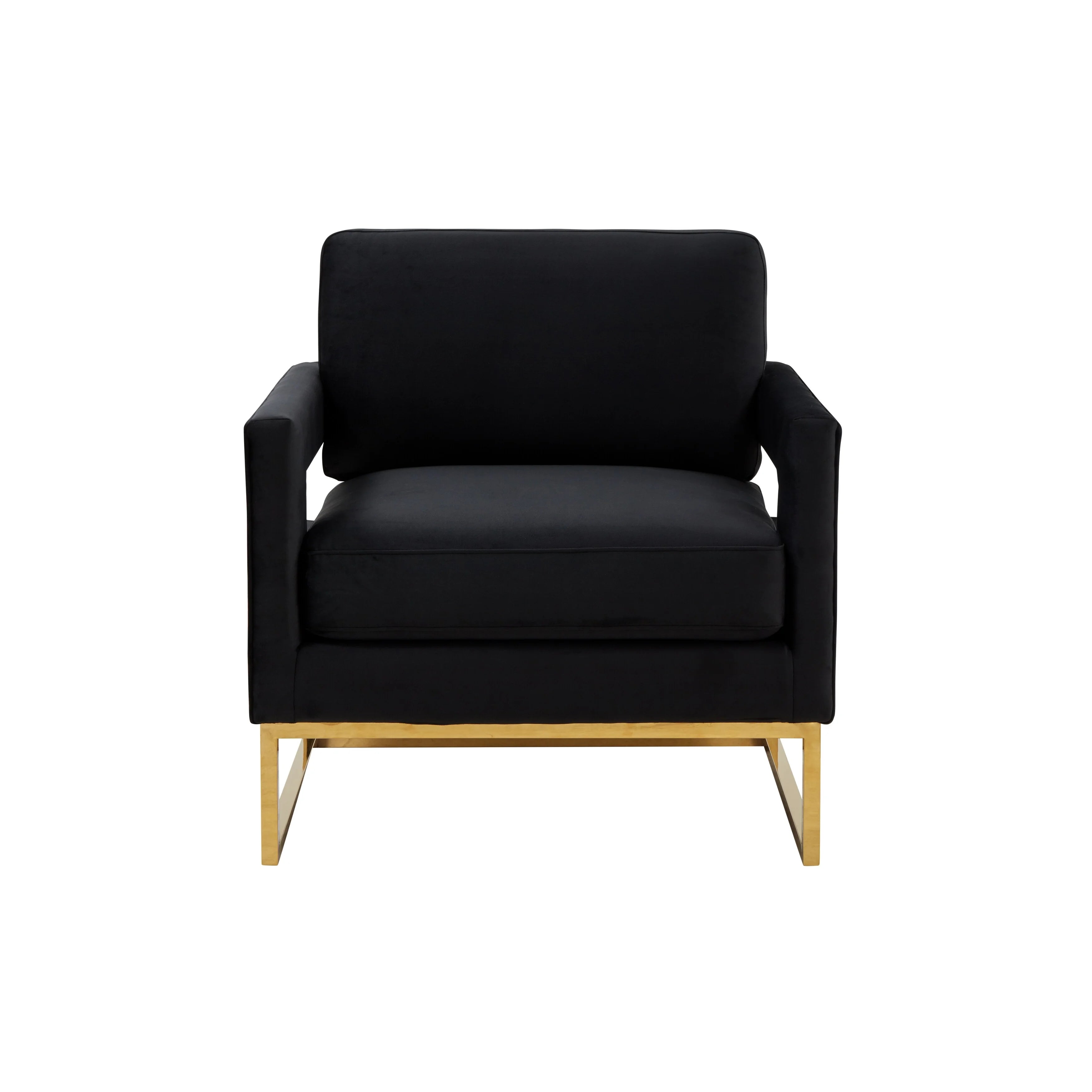 Modern Black Velvet Accent Chair with Gold Trim M228