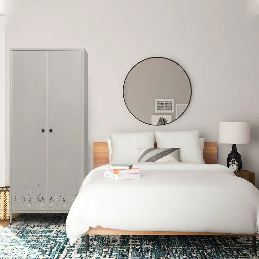 Metal Storage Wardrobe Cabinet with Adjustable Hanging Rod D52854