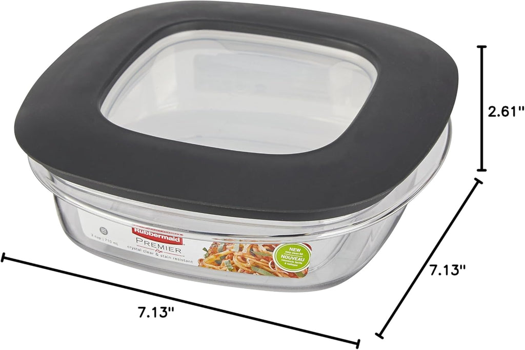 Meal Prep Food Storage Container, 3-Cup, Grey Y11275