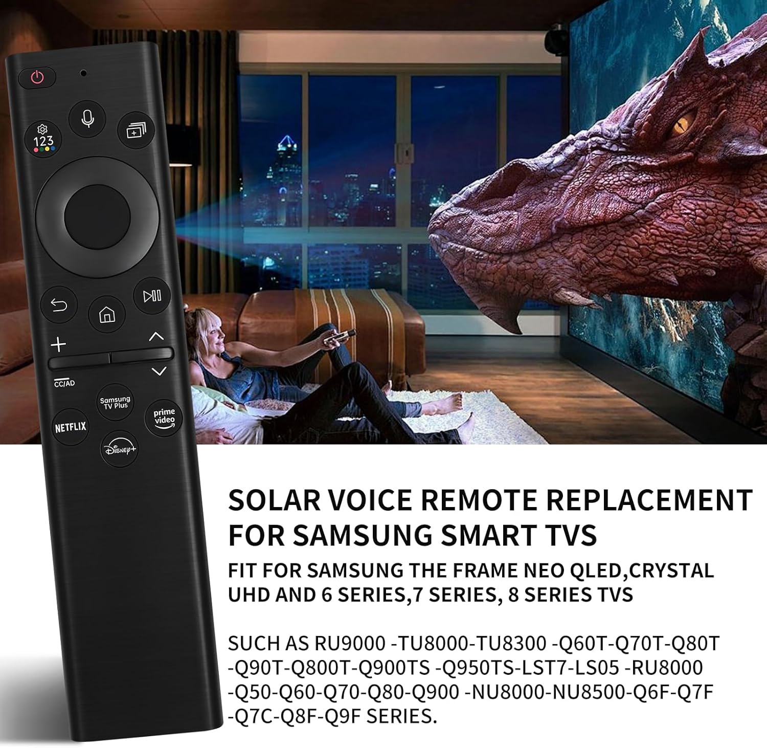 Solar Voice Remote Control for Smart TV, Black U1580