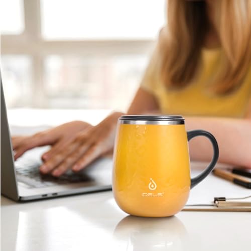 16 oz Insulated Coffee Mug with Handle and Lid, Stainless Steel Travel Tumbler, Ocean Blue I178