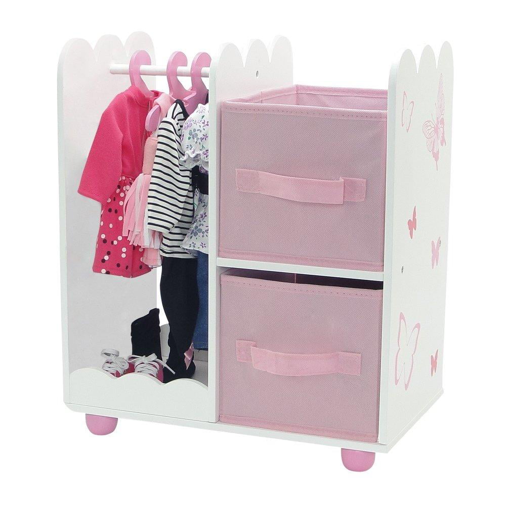18 inch Doll Clothes Storage Closet Open Wardrobe with 5 Hangers B16443