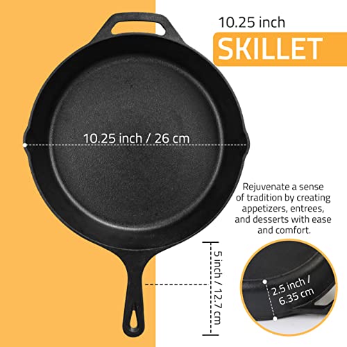 Cast Iron Skillet Frying Pan 10.25 Inch for Indoor and Outdoor Cooking P975827