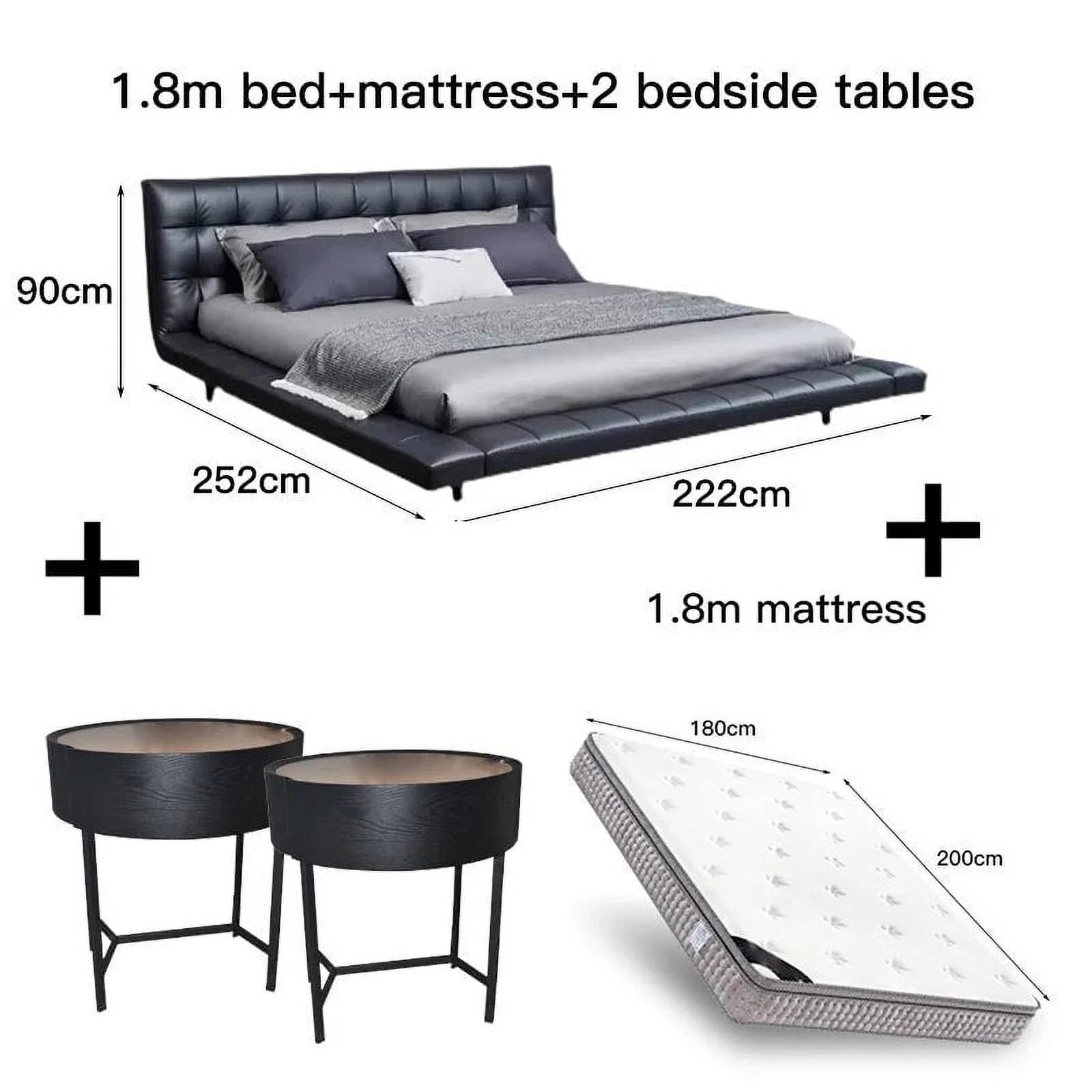 King Size Bed Frame with Leather Upholstery H2762