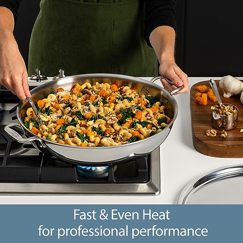 Stainless Steel Large Frying Pan 7 Quart, Induction Safe S8224