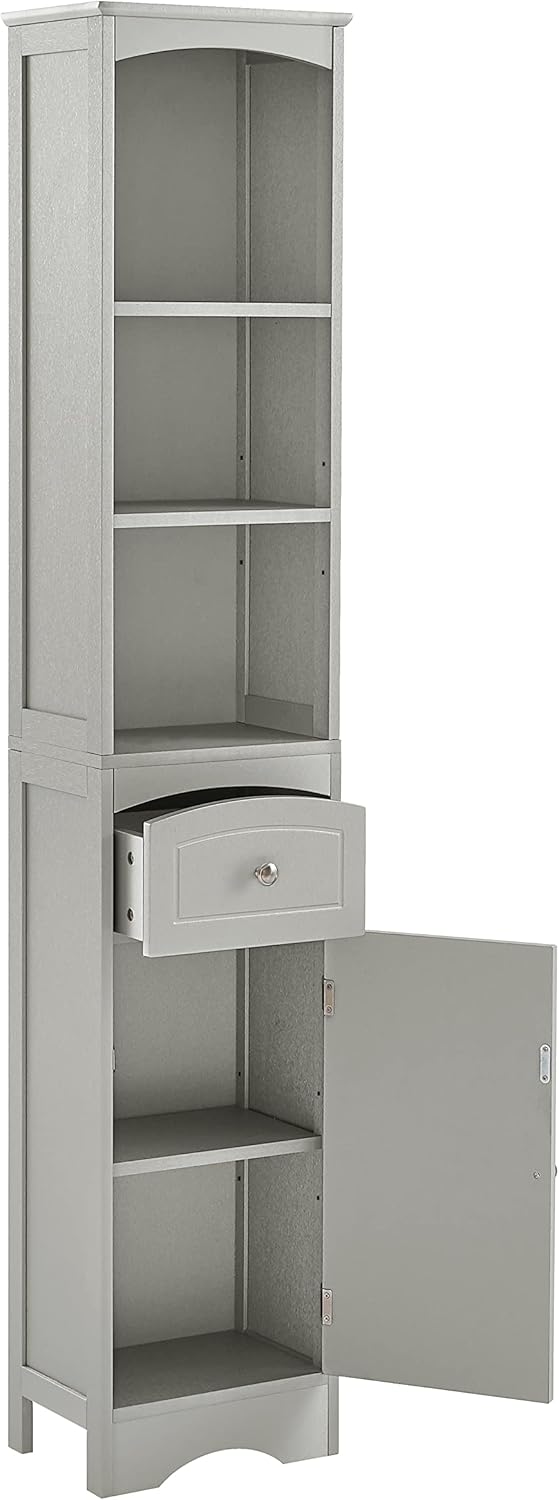 Narrow Freestanding Bathroom Storage Cabinet with 3-Tier Shelf and Drawer O805