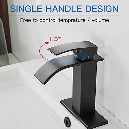 Modern Oil Rubbed Bronze Waterfall Bathroom Faucet with Pop Up Drain T38469