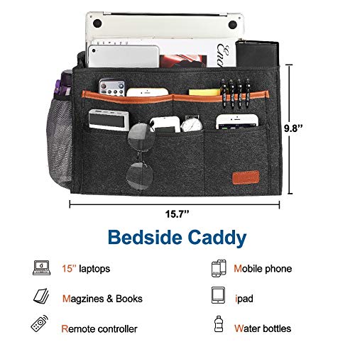 Bedside Caddy, Large Size with 8 Pockets for Bed Storage Organizer S628