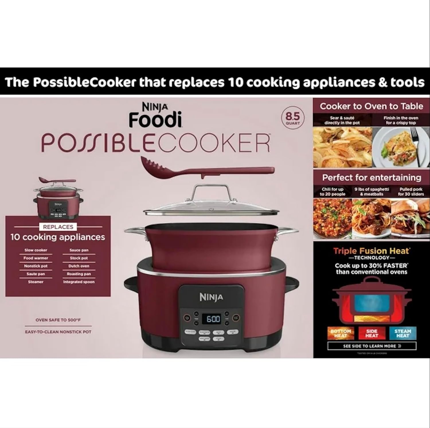 8.5qt Multi-Cooker, Cherry Red C9702