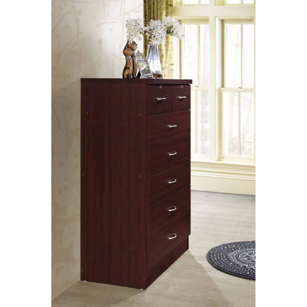 7 Drawer Wooden Dresser Chest with 2 Top Locks F569225