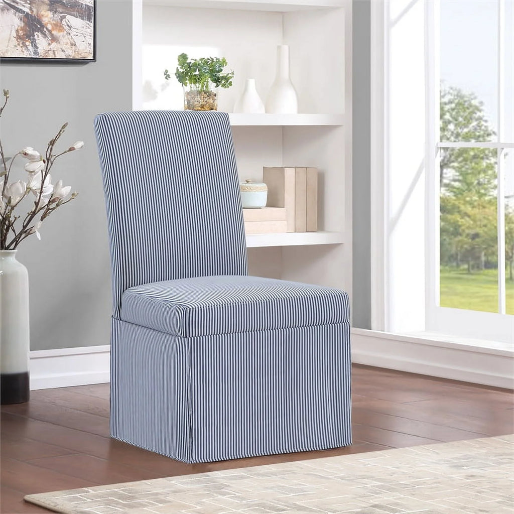 Navy Stripe Slipcover Dining Chair 2 Pack A856263