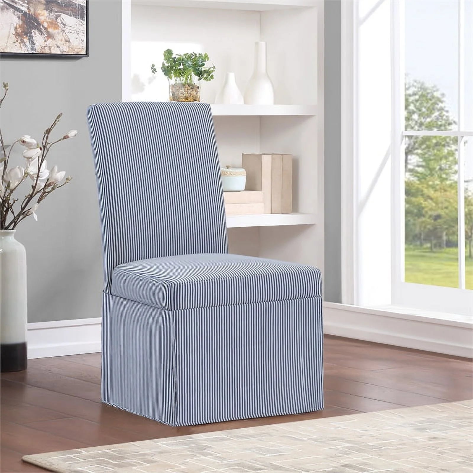Navy Stripe Slipcover Dining Chair 2 Pack A856263