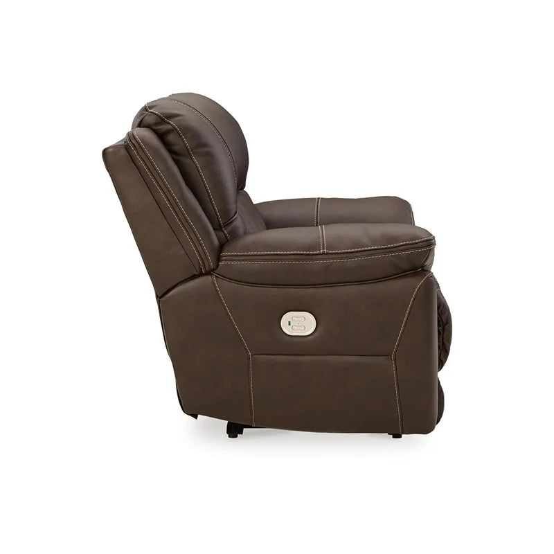 Leather Zero Wall Recliner with Headrest, Dark Brown Y265134