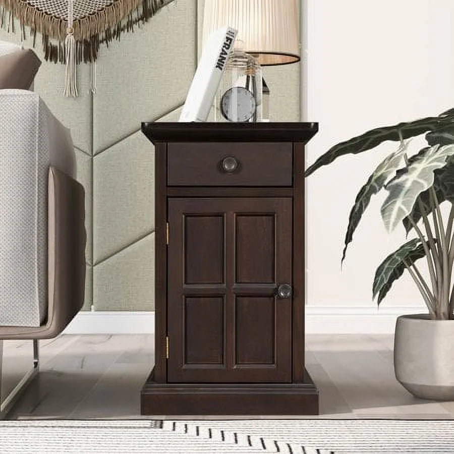 Vintage End Table with USB Ports and Drawer A90728