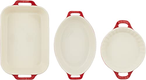 Ceramic Baking Dish Set, 3pc, Cherry Y22380