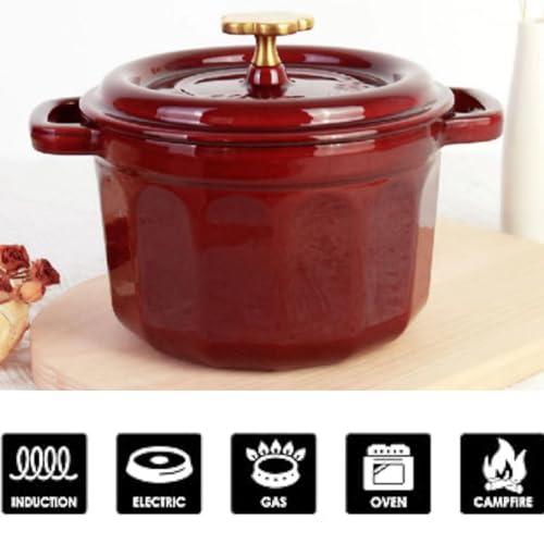 Enameled Cast Iron Dutch Oven with Star Knob, Red F181