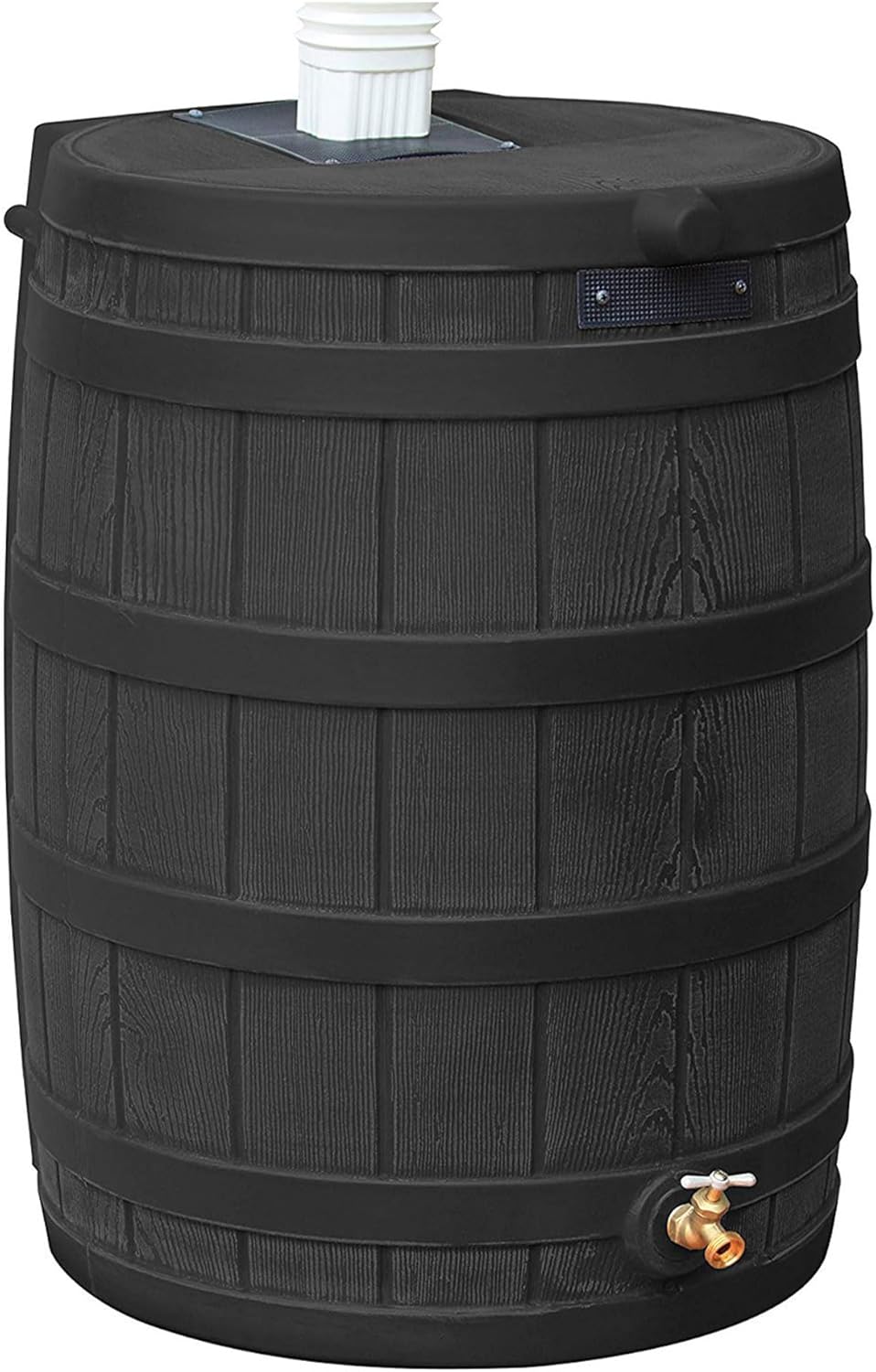 40 Gallon Outdoor Rain Water Collection Barrel with Brass Spigot, Black, 2 Pack R206