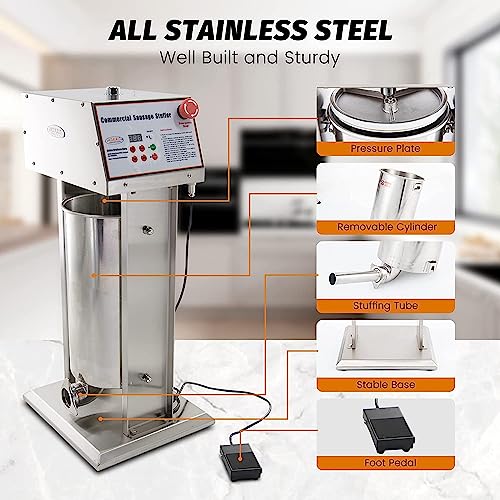 Stainless Steel Electric Sausage Stuffer, 22LB Vertical Filling Maker A2681