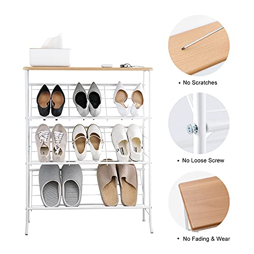 Narrow 4 Tier Metal Shoe Rack for Entryway, Hallway, Bedroom E667