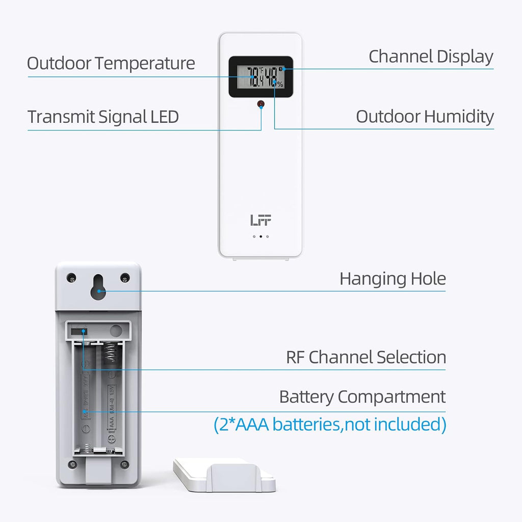 Wireless Weather Station with 2 Sensors, Indoor Outdoor Thermometer R513565
