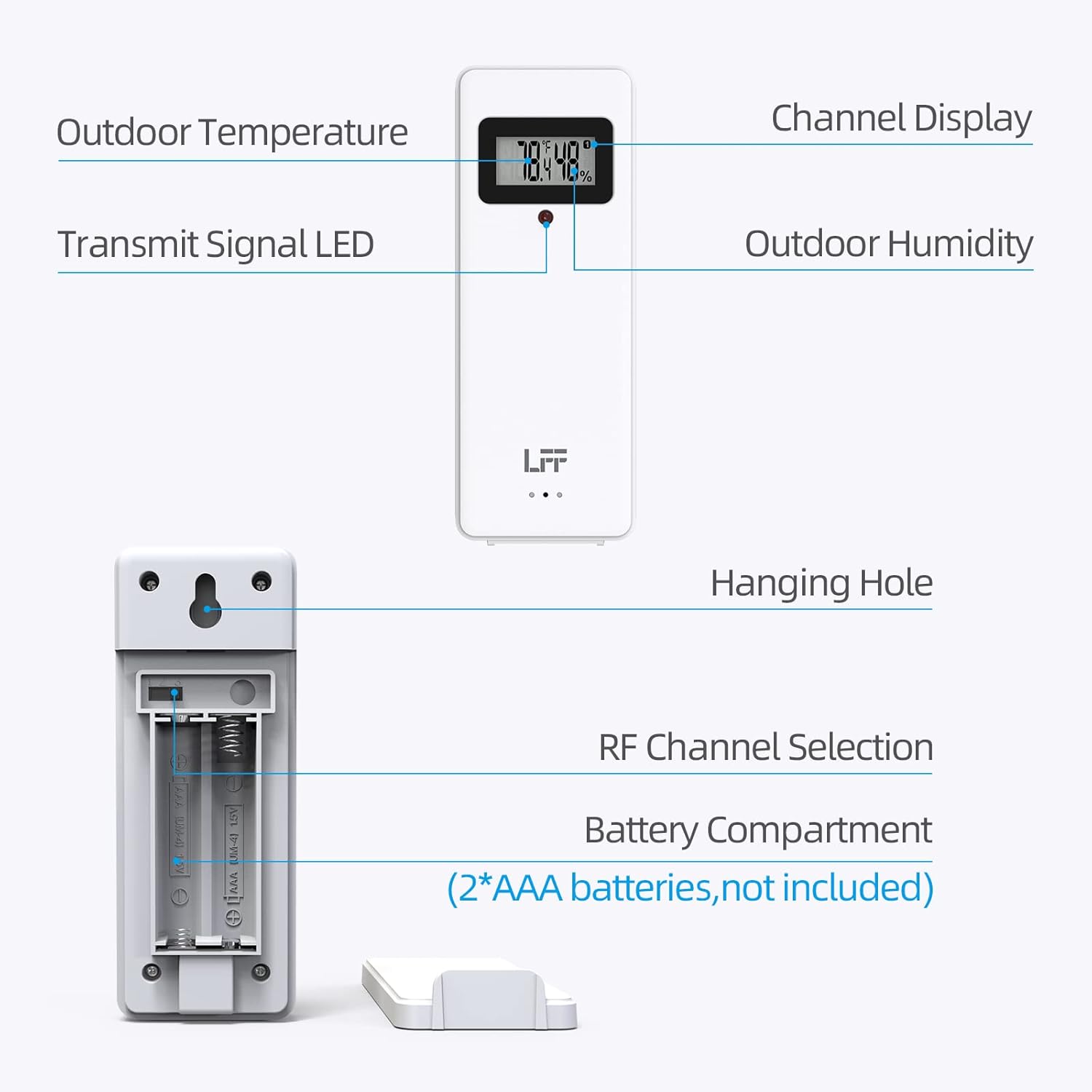 Wireless Weather Station with 2 Sensors, Indoor Outdoor Thermometer R513565
