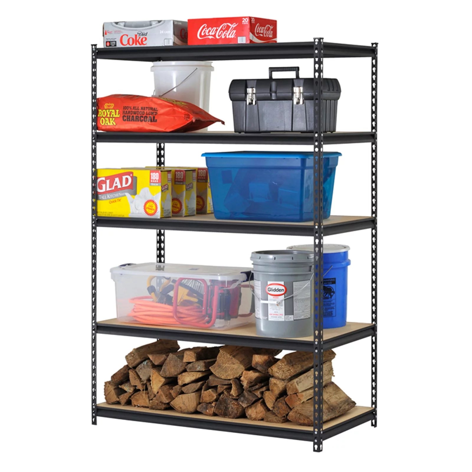 5-Tier Steel Shelving, 48"W x 18"D x 72"H, Black A1113