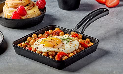 4.5" Cast Iron Mini Skillet with Drip-Spouts, Pre-seasoned Oven Safe Cookware F107