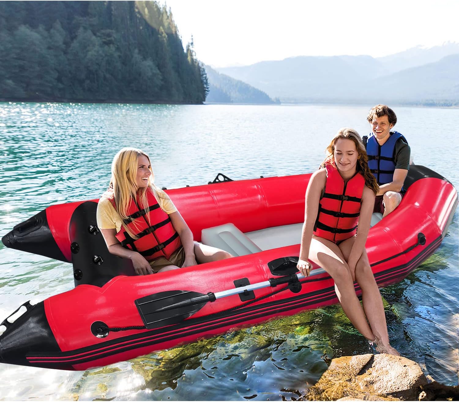 10 ft Inflatable Dinghy Boat for 4 Persons with Paddles, Pump, and Carry Bag C2387