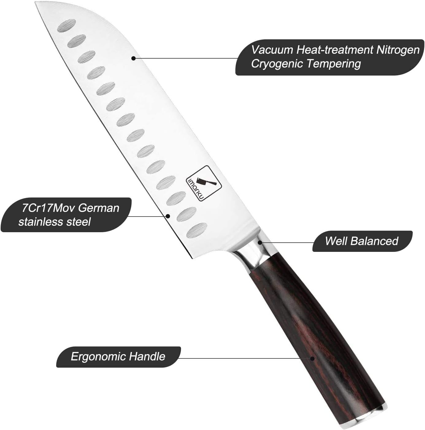 Santoku Knife and Cleaver 7 Inch Kitchen Knife T2078
