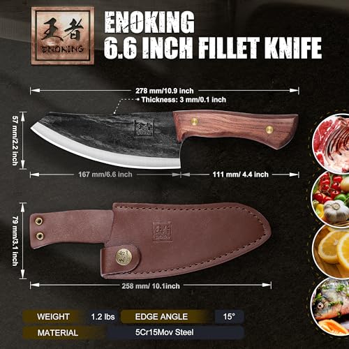 Nakiri Knife 6.6 Inch Meat Cleaver Vegetable Kitchen Knife with Leather Sheath S747