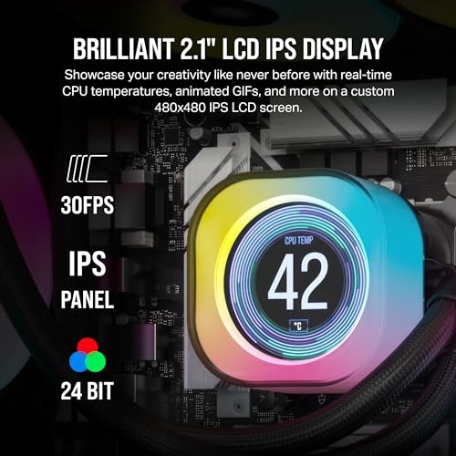 Liquid CPU Cooler 360mm AIO with RGB Fans and LCD Screen R621607