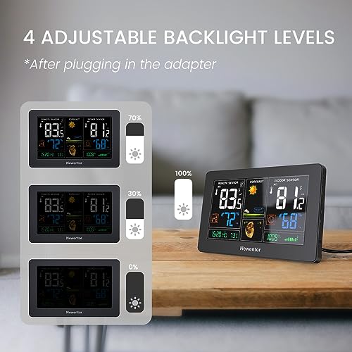 Wireless Indoor Outdoor Weather Station with 2 Remote Sensors, 7.5" Color Display, Atomic Clock, Black Z53659