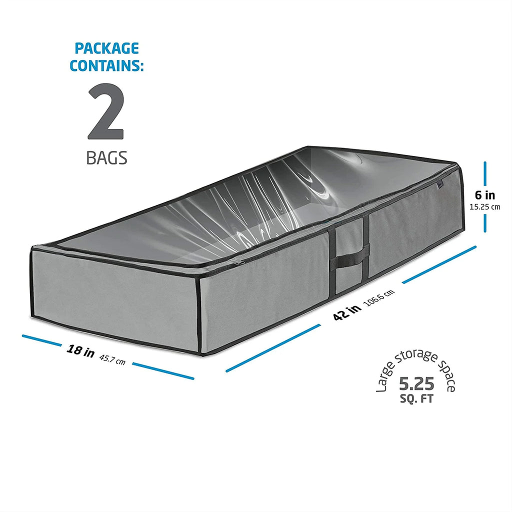 Underbed Storage Bag Organizer (2 Pack) with Handles and Clear Window R898