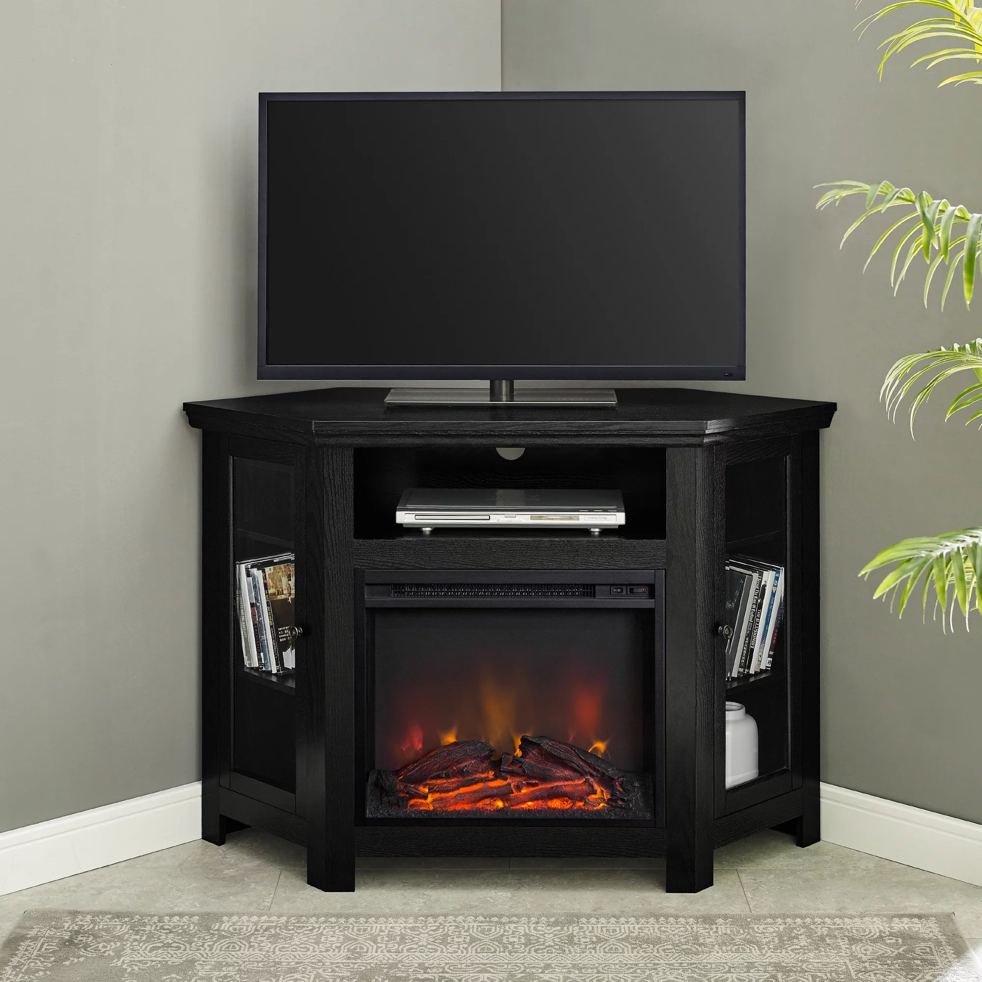 Black Corner Fireplace TV Stand for TVs Up to 50" G195006