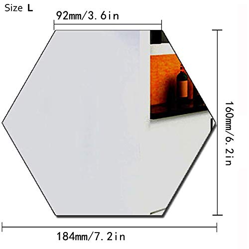 Silver Acrylic Hexagon Mirror Wall Stickers, 12 Pcs Z69168