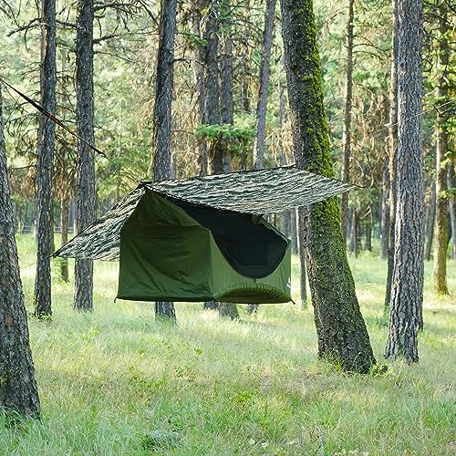 Lay Flat Hammock Tent with Mosquito Net, Insulated Pad and Rainfly D732