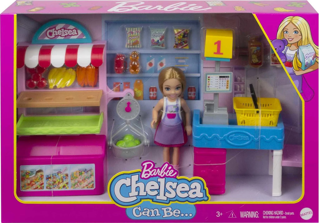 Chelsea Snack Stand Playset with Blonde Doll & 15 Grocery Accessories V727