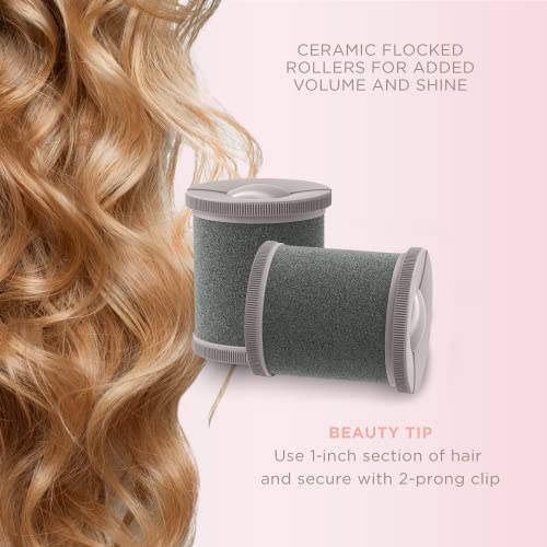 Ceramic Flocked Hot Rollers for All Hair with Clips Z38534