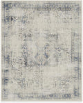 RUGGABLE Kamran Washable Rugs 8x10 - Non Slip, Vintage Machine Washable Area Rug, Living Room, Bedroom, Dining Room, Kitchen, Indoor Large Area Rug, Blue Quartz 8'x10' (Standard Pad)