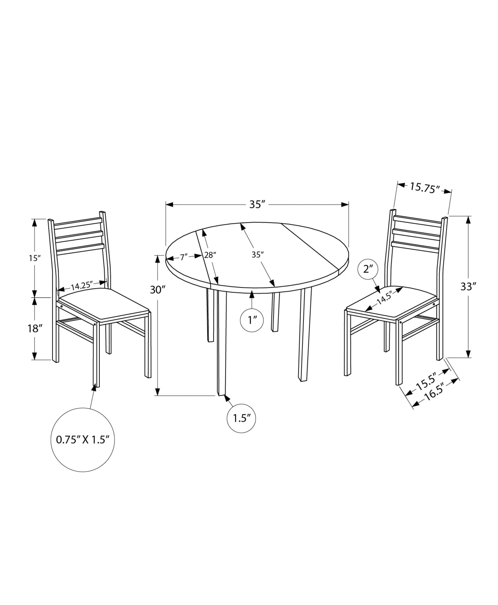 Gray Dining Table Set 3pcs Small Drop Leaf Kitchen Black Metal N9589