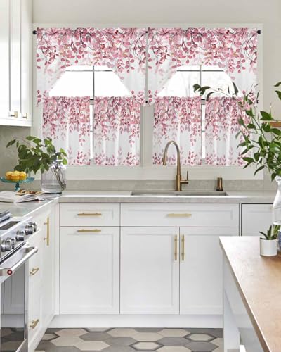 Turquoise Blue Eucalyptus Leaves Valance for Windows, 42x12 Inches F6546
