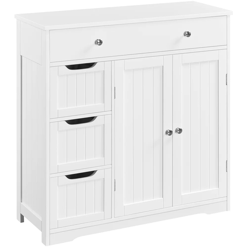4 Drawers Floor Storage Cabinet with Adjustable Shelf, White G1292