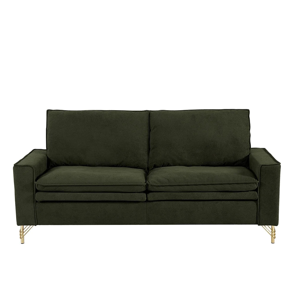 Mid-Century 2-Seat Loveseat Couch with Cotton Linen Fabric and Metal Legs E893101